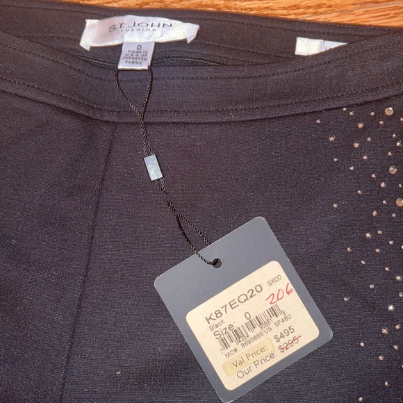 NWT ST.JOHN EVENING WOMENS PANTS WITH CRYSTAL SIDE EMBELLISHMENT SZ 0 - Picture 5 of 5